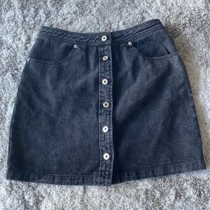 S Honey Punch Black Jean Button-Up Skirt